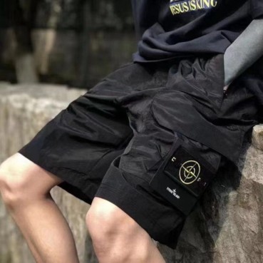 스톤아일랜드 남성 캐쥬얼 블랙 반바지 - Mens Black Half