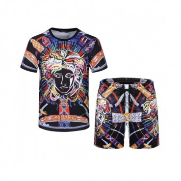 Versace 2021 Mens Medusa Silket Training Short Sleeved Clothes&Half Pants Black - 베르사체 2021 남성 메두사 실켓 반팔 트레이닝복&반바지 Ver0825x Size(m 