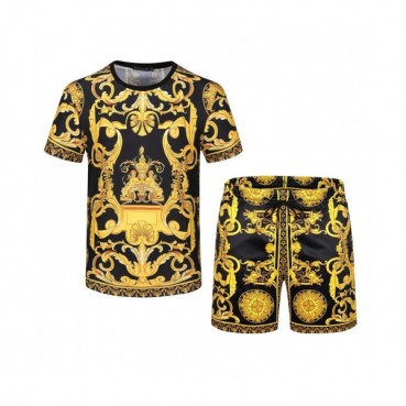 [럭셔리]Versace 2021 Mens Medusa Silket Training Short Sleeved Clothes&Half Pants Black - 베르사체 2021 남성 메두사 실켓 반팔 트레이닝복&반바지 Ver0824x Size(m 