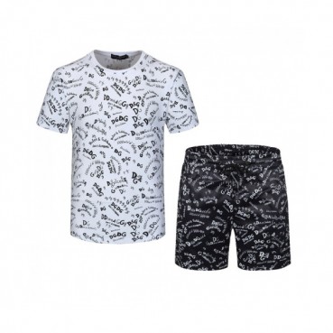 [트렌디]Dolce&Gabbana 2021 Mens Casual Training Short Sleeved Clothes&Half Pants White - 돌체앤가바나 2021 남성 캐쥬얼 트레이닝 반팔티&반바지 Dol0315x Size(m 
