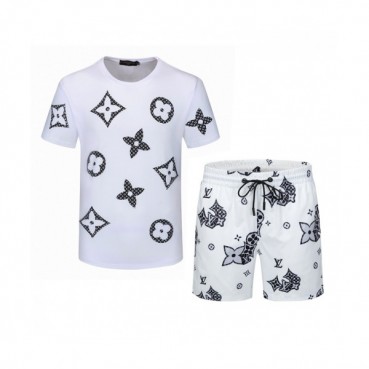 Louis vuitton 2021 Mens Casual Logo Training Short Sleeved Clothes&Half Pants White - 루이비통 2021 남성 캐쥬얼 로고 반팔 트레이닝복&반바지 Lou02781x Size(m 