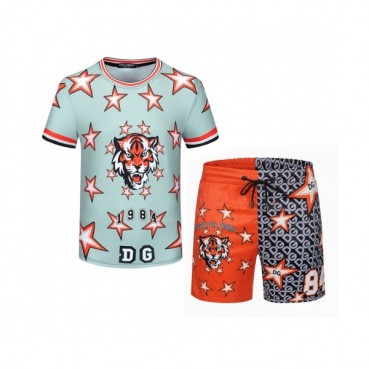 [트렌디]Dolce&Gabbana 2021 Mens Casual Training Short Sleeved Clothes&Half Pants Mint - 돌체앤가바나 2021 남성 캐쥬얼 트레이닝 반팔티&반바지 Dol0314x Size(m 