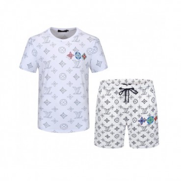 Louis vuitton 2021 Mens Casual Logo Training Short Sleeved Clothes&Half Pants White - 루이비통 2021 남성 캐쥬얼 로고 반팔 트레이닝복&반바지 Lou02780x Size(m 
