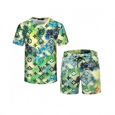 Louis vuitton 2021 Mens Casual Logo Training Short Sleeved Clothes&Half Pants Green - 루이비통 2021 남성 캐쥬얼 로고 반팔 트레이닝복&반바지 Lou02778x Size(m 