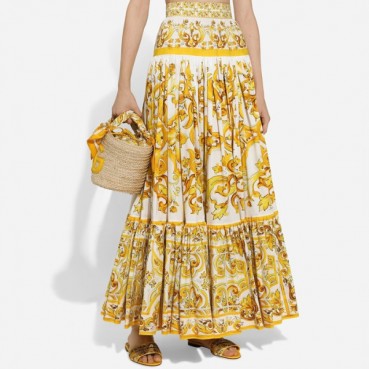 돌체앤가바나 여성 마졸리카 프린트 티어드 스커트 - Dolce&Gabbana Womens Majolica Print Tiered Skirt 