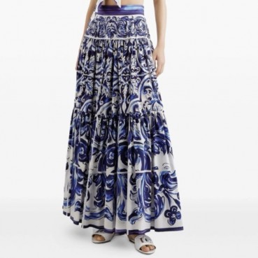 돌체앤가바나 여성 마졸리카 프린트 티어드 스커트 - Dolce&Gabbana Womens Majolica Print Tiered Skirt 