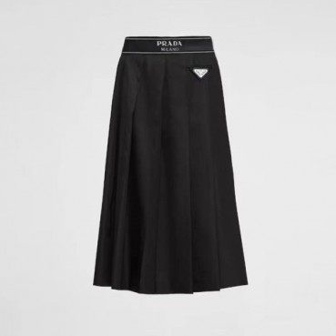 프라다 여성 블랙 플리티트 리나일론 스커트 - Prada Womens Black Long Skirts 