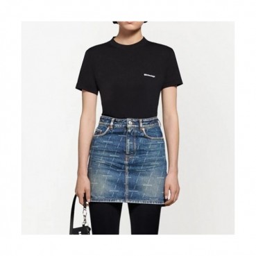 Balenciaga  Womens Logo Cotton Skirts Blue - 발렌시아가 2021 여성 로고 코튼 스커트 Bal01069x Size(s 