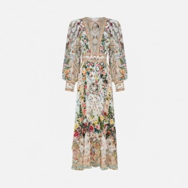 카밀라 여성 긴 단추 앞 여밈 드레스 - Camilla Womens Long Button Front Dress 