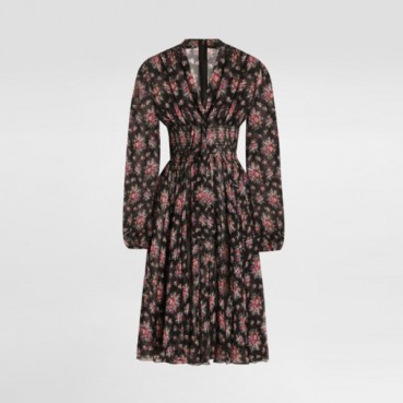 돌체앤가바나 여성 플로럴 미디 롱소매 드레스 - Dolce&Gabbana Womens Long Sleeves Floral Midi Dress 