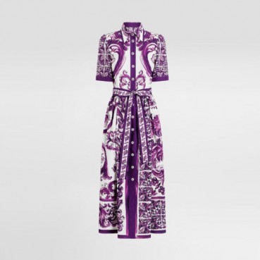 돌체앤가바나 여성 마졸리카 트윌 셔츠 드레스 - Dolce&Gabbana Womens Majolica Twill Shirt Dress 