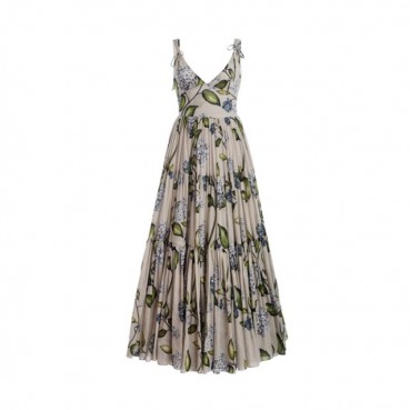 오스카 드 라 렌타 여성 플로럴 프린트 브이넥 미디 드레스 - Oscar De La Renta Womens Floral Print V