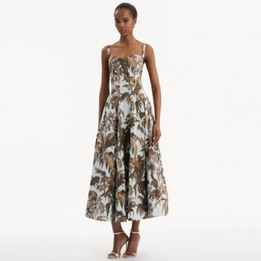 오스카 드 라 렌타 여성 플로럴 프린트 미디 드레스 - Oscar De La Renta Womens Floral