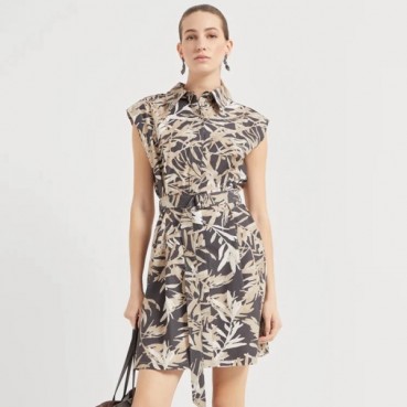 브루넬로쿠치넬리 여성 허바리움 프린트 폰지 드레스 - Brunello Cucinelli Womens Herbarium Print Pongee Dress 