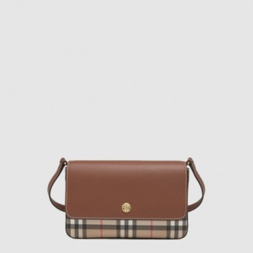 버버리 여성 체크 레더 페니 숄더 백 - Burberry Womens Check Leather Penny Shoulder Bag 